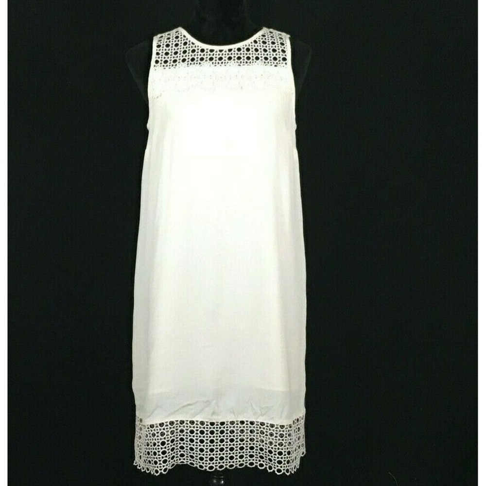 NWOT Ann Taylor LOFT Dress 4 Pale Blush Pink Pastel Shift Crochet Lace Lined